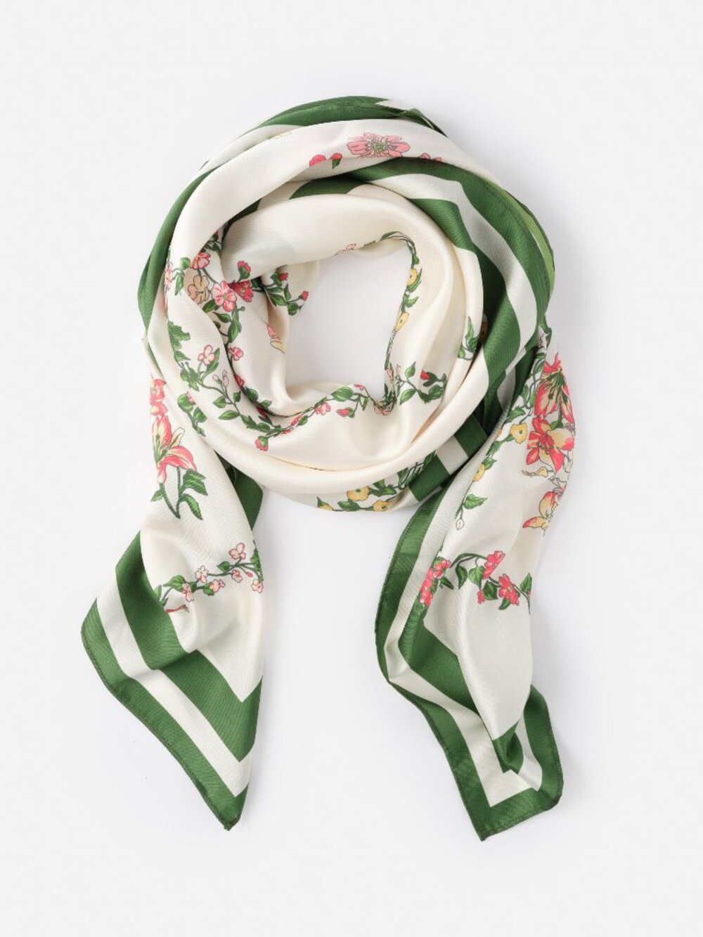 J McLaughlin The Magic Scarf in Floral Medley Frame Border - Off White/Multi NEW